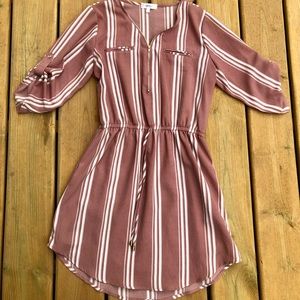 Stella Tweed Dusty Rose Striped Dress